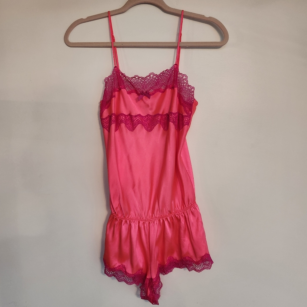 Victoria's Secret Pink Satin Lace Chemise